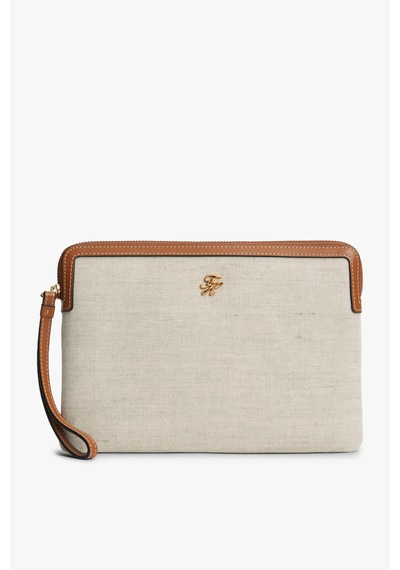Tommy Hilfiger Th Scrıpt Daıly Pouch Canvas Kadın Kahverengi Çanta - Aw0aw18707