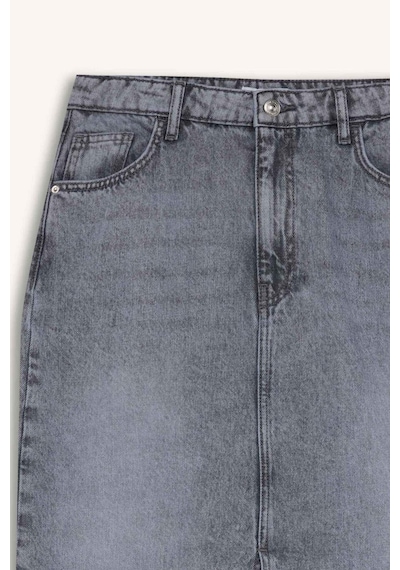 Defacto Long Fit Yırtmaçlı Cepli Uzun Boy Jean Etek D1375AX24AU Gri