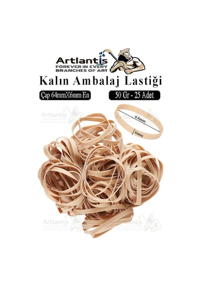 Kalın Ambalaj Lastiği 50 Gr 25 Li 1 Paket %100 Kauçuk 64x6mm Geniş Büyük Paket Lastik Kasa Poşet Taşıma Lastiği