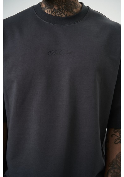 Respire Erkek Da Vinci Baskılı Oversize T-shirt Füme