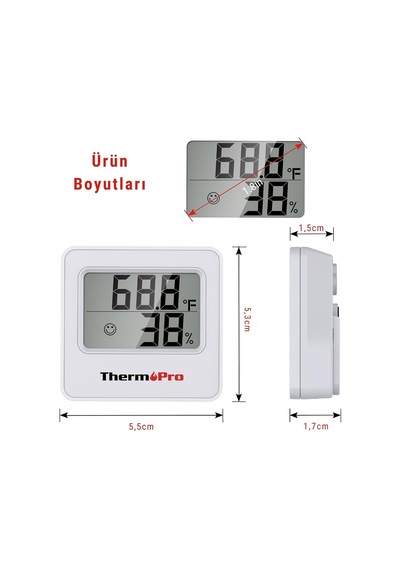 Thermopro Tp157w İç Mekan Sera, Dolap, Bebek Odası Hassas Sıcaklık Ve Nem Ölçer Mini Termomet