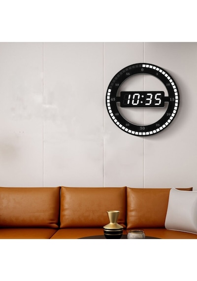 Triline 3D Led Dijital Elektronik Modern Duvar Ve Masa Saati Tari Siyah