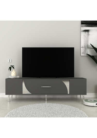 Şeki Tv Sehpası Tv Ünitesi 150 Cm Antrasit Gümüş