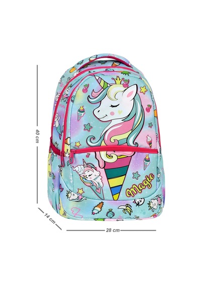 Yeşil Magic Unicorn Figürlü Kız İlkokul Sırt Çantası + Beslenme Çantası 2305 Açık Mor