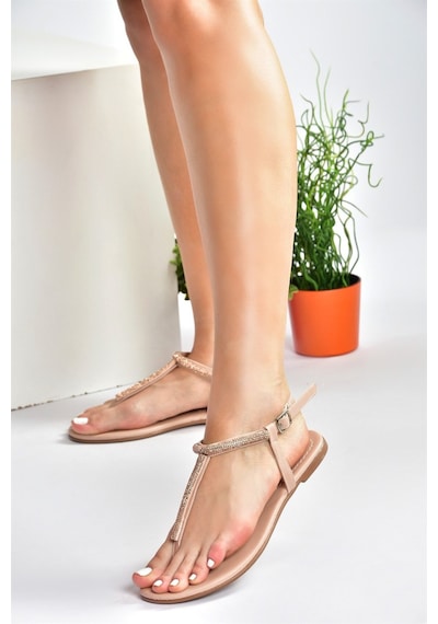 Fox Shoes Ten Taş Detaylı Parmak Arası Sandalet M272025009