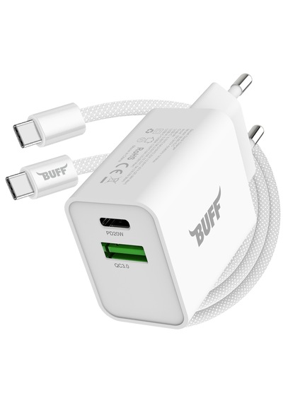 Buff BL60- ST Type-C To Type-C 20 W Hızlı Şarj Seti Beyaz