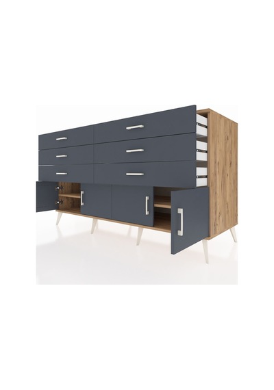 Kronos Konsol 2 Raflı 6 Çekmeceli 4 Kapaklı 176x59x99 Çam-antrasi Çam-antrasit Kronos Konsol 2 Raflı 6 Çekmeceli 4 Kapaklı 176x59x99 Çam-antrasi Çam-antrasit