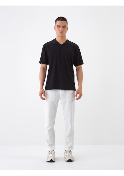 Xint Siyah Pamuk Dokulu Regular Fit Tişört 502211