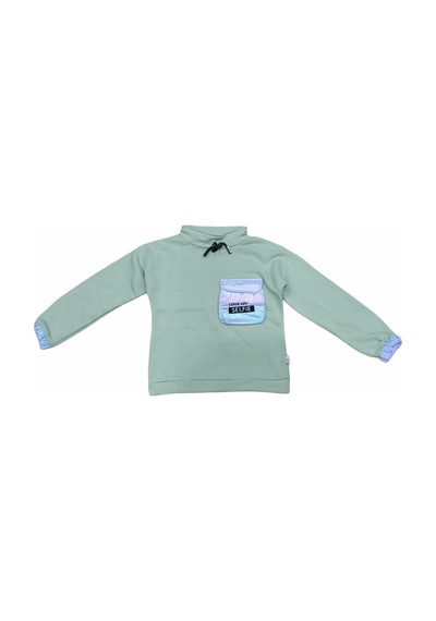 İrem Çocuk Giyim Kız Çocuk Selfie Yazı Cep Detaylı Sweatshirt Açık Yeşil