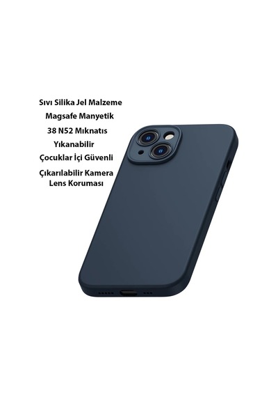 Baseus Liquid Silica Gel İphone 14 6.1 Magsafe Silikon Kılıf + Tempered Ekran Koruyucu Set- 5775