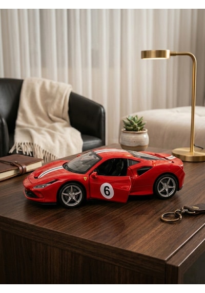 Ferrari Temalı Sport Araba Açılabilir Kapılı Dayanıklı 12 cm Oyuncak Araba Kırmızı