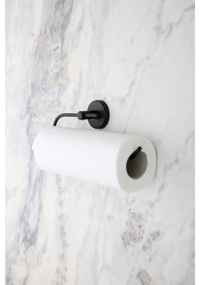 Alper Banyo Lotus Yapışkanlı Siyah Solo Havluluk Askısı - İster Yapıştır İster Montajla Siyah