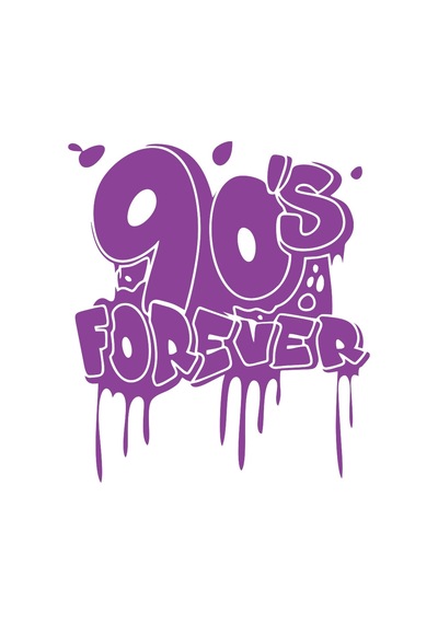 90's Forever Araba Sticker 17x17 Cm Mor