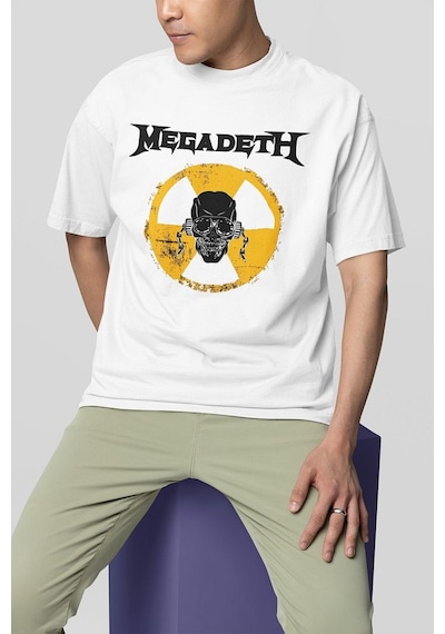Megadeth Baskılı Unisex Oversize Müzik Grubu Tişört Beyaz