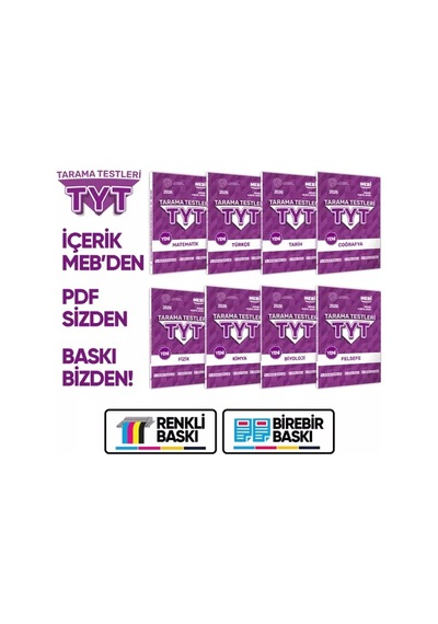 2026 Yks-tyt Mebi-ogm 8li Tüm Dersler Özgün Tarama Test Kitabı A4 Boyut Renkli Görsel Baskı Ücreti