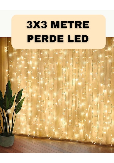 Dekoratif - 160 - 3x3 Led Perde Işık Şelale Tasarım - Csmo-tex - Enerji Tasarruflu Düzenli