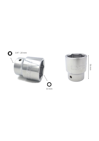 Ceta Form 33 mm 3/4” 6 Köşe Lokma Anahtar C32-H33