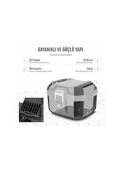 Tr41 Silver Motosiklet Arka Çanta 41 Litre Kapasiteli Top Case Motor Çanta Alümimyum Çok Renkli