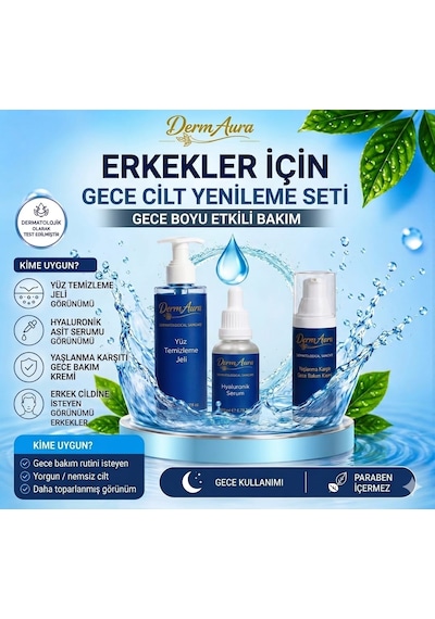 Dermaura Erkekler İçin Gece Cilt Yenileme Seti