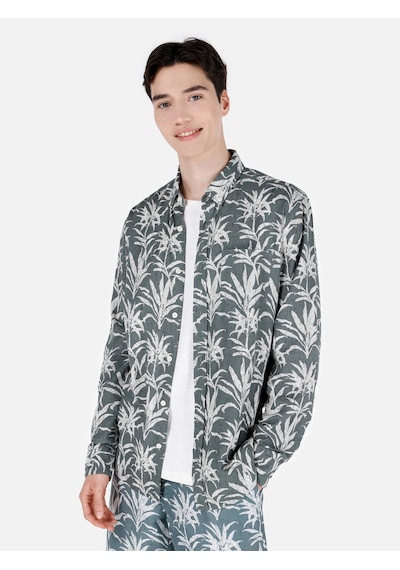 Colin's Colins Regular Fit Shirt Yaka Desenli Yeşil Erkek Uzun Kol Gömlek Cl1067541 Q1.v2 Kha Haki