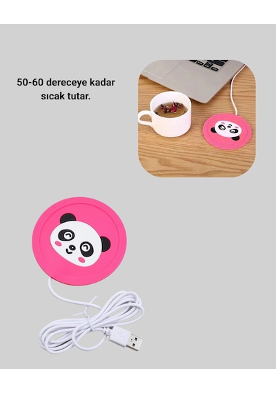 Usb Kablolu Silikon Bardak Isıtıcısı Sevimli Hayvan Figürlü 50 60 Sıcak Tutma Çok Renkli