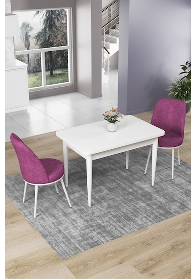 Canisa Concept Nil Serisi 70x110 Sabit Mutfak Masası Takımı Beyaz Masa 2 Mor Sandalye Mor Sandalyeler Beyaz Masa Canisa Concept Nil Serisi 70x110 Sabit Mutfak Masası Takımı Beyaz Masa 2 Mor Sandalye Mor Sandalyeler Beyaz Masa