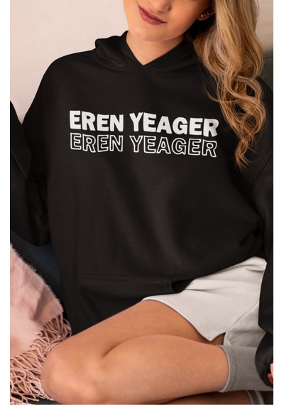 Sevbano Attack On Titan Eren Yeager Anime Sırt Baskılı Unisex Oversize Pe Siyah