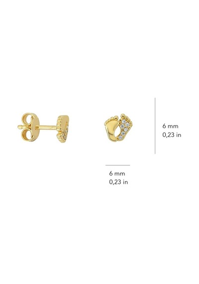 14 Ayar Altın Taşlı Ayak İzi Küpe 0,98 Gr-5112
