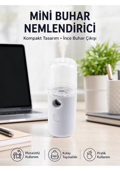 Mini Şarjlı Buhar Nemlendirici - Taşınabilir Enerji Tasarruflu Kablosuz Kullanım Yeni Nesil