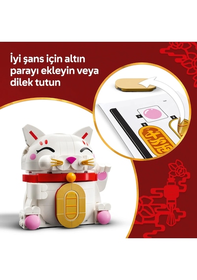 LEGO® Şanslı Kedi 40813 - 9 Yaş ve Üzeri Çocuklar için Yaratıcı Oyuncak Yapım Seti (280 Parça)