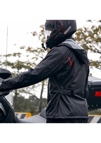 Yyk Sj18 Yağmurluk Takım Alt Üst Siyah Motorcu Yağmurluğu
