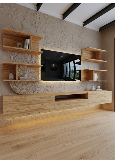 Resital Ledli Duvara Monte Tv Sehpası - Çam - W6013-6 Çam