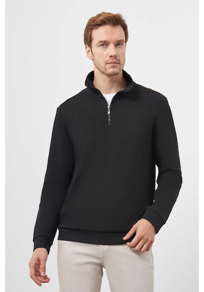 Morven Erkek Siyah Fermuarlı Bato Yaka Sweat-shirt 25ks063001001 Siyah Siyah
