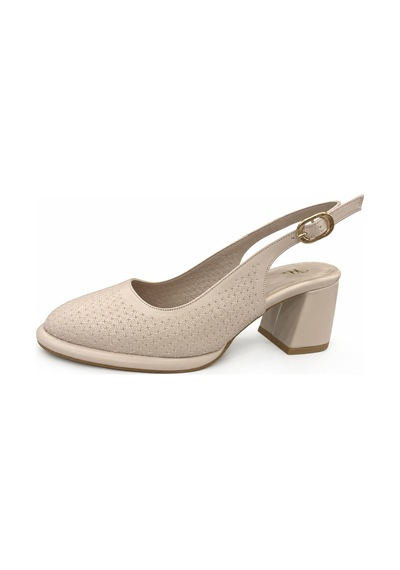 Papucumun Dünyası Kadın Slingback Kalın Topuklu Ayakkabı Bej