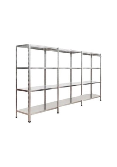 Çelikrafburada 4 Katlı 3 Lü Bitişik Çelik Galvaniz Arşiv Rafı Depo Rafı Kiler Rafı 59x93x200 Dx51 Kalite Gümüş