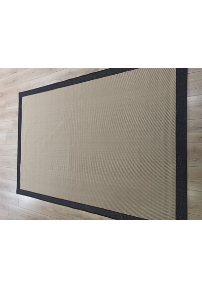 Çam Halı Sisal 9716 Bej / Siyah Bordürlü Jüt Sisal Kilim - 80x300