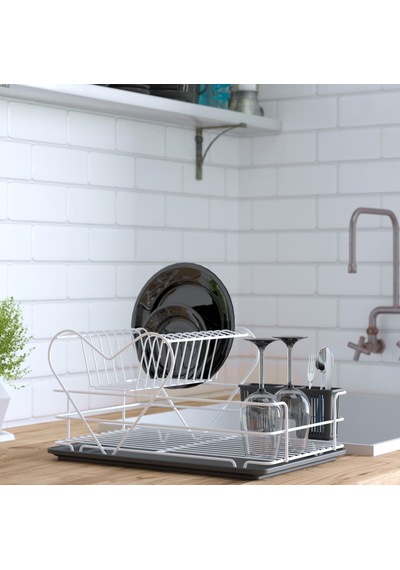 Teknotel Iki Katlı Kalpli Tabaklık Bulaşıklık Beyaz Kb011 Beyaz