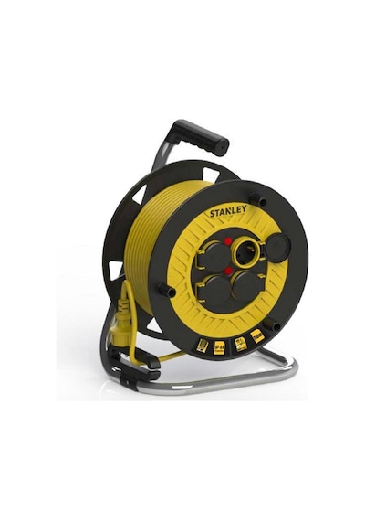 Stanley Profesyonel Makaralı Kauçuk Kablo Termikli IP44, 4 Kapatlı Soketli 25 M 3 x 1,5 MM