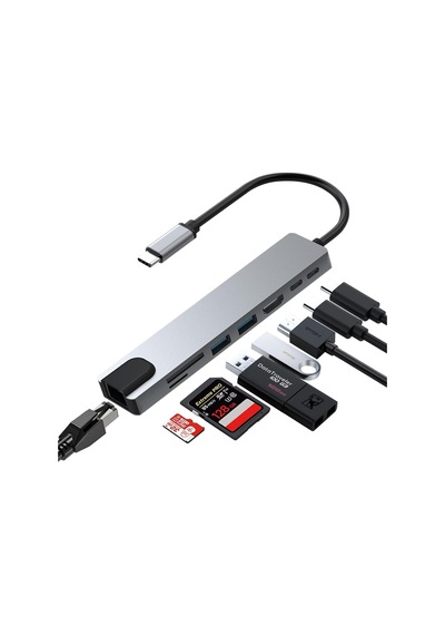Daytona Cf55 Macbook Android Uyumlu Type-c To 2 Usb 3.0 4k Hdmı Ethernet Rj45 Pd Çevirici Hub Adaptö Sku: Mır8690010071880