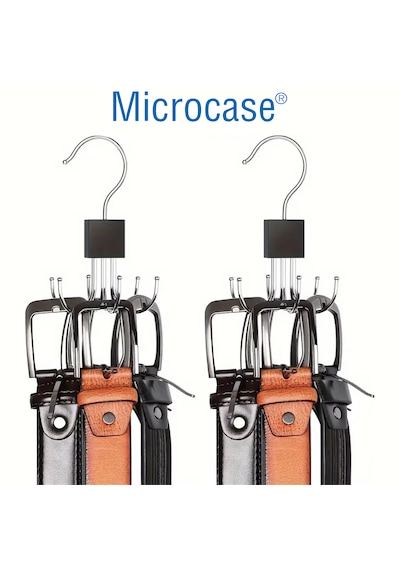 Microcase 360 Döner Kancalı Çok Amaçlı Katlanabilir Dolap İçi Askı Kravat Kemer Şal Çanta Organizeri 2 Adet Al5371 Gümüş