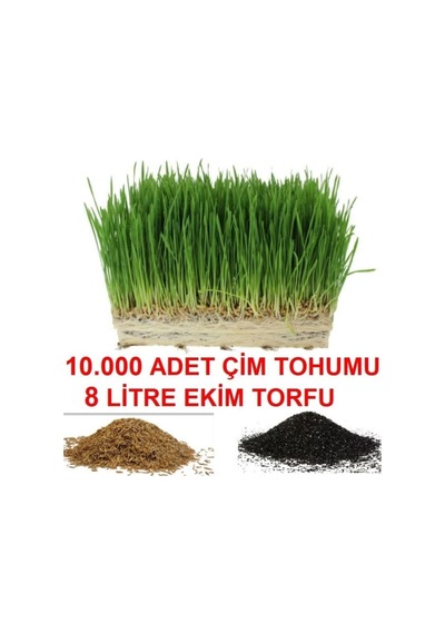 10.000 Adet Çim Tohumu Ve De 8 Litre Çim Ekim Torfu Toprak