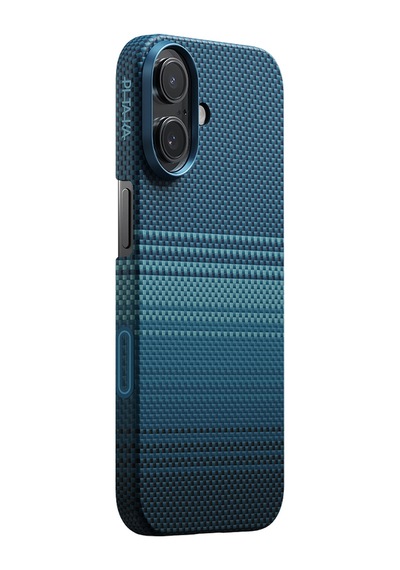 Apple Uyumlu iPhone 17 Kılıf M-safe Şarjlı Aramid Fiber Pitaka Tactile Woven Sunset-moonrise Serisi Mavi Mavi