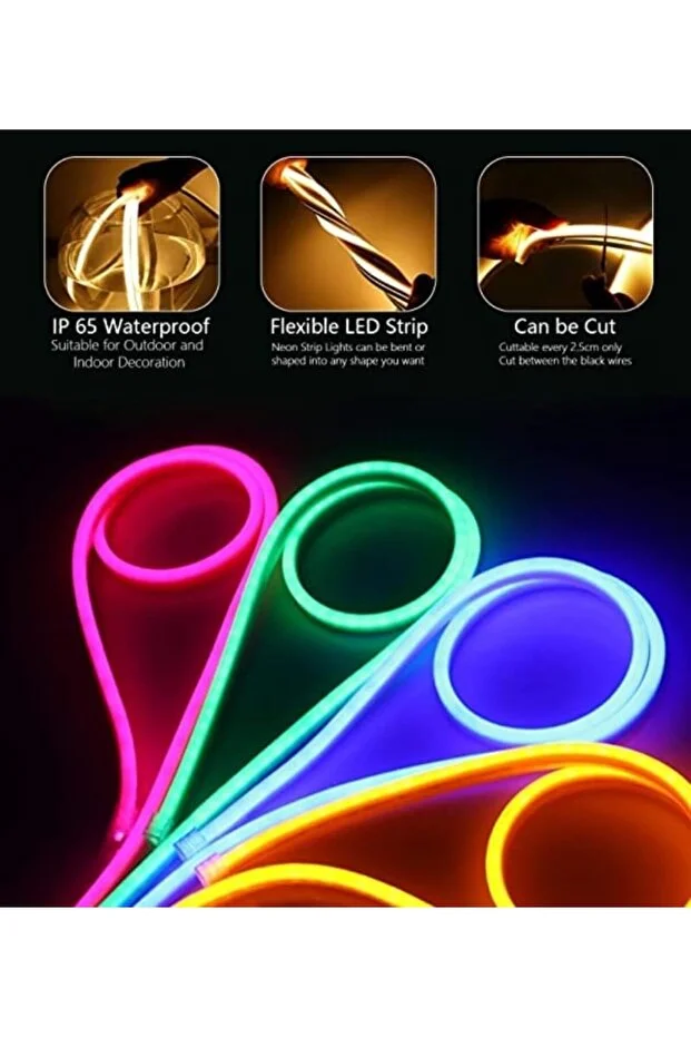 Rgb Renk Değiştiren Neon Led 5 Metre Hazır Tak Çalıştır Set RGB