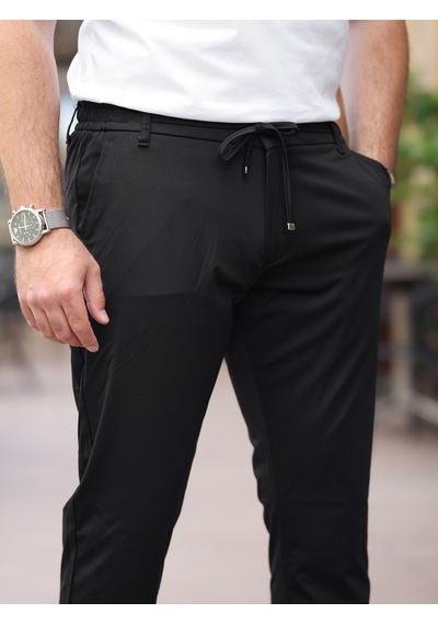 Ultra Hafif İnce Esnek Slim Fit Jogger Siyah