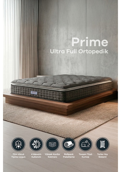 Ultra Full Ortopedik Pedli Tavşan Tüyü Kumaş Bel Ve Sırt Destekli Prime Pelüş Yatak Çift Kişilik