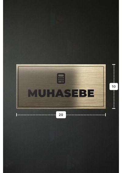 Muhasebe Yazılı - Metal - Gold Renk - Kapı İsimliği - 20x10 Cm