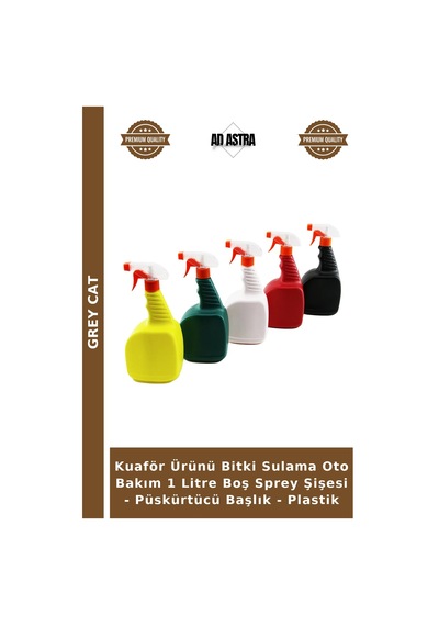 Kuaför Ürünü Bitki Sulama Oto Bakım 1 Litre Boş Sprey Şişesi - Püskürtücü Başlık - Plastik