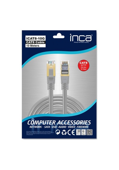 Inca 10metre Cat8 S/ftp Icat8-10g Gri Patch Kablo-218083