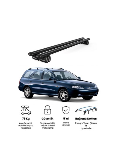 Pençe Hyundai Elantra 1996-1999 Uyumlu Siyah Ara Atkı 109cm Port Bagaj Tavan Barı
