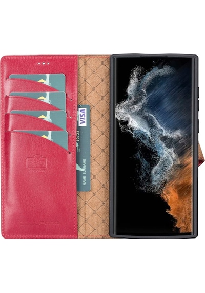 Bouletta Samsung Galaxy S22 Ultra Uyumlu Deri Cüzdanlı Kılıf V4Ef